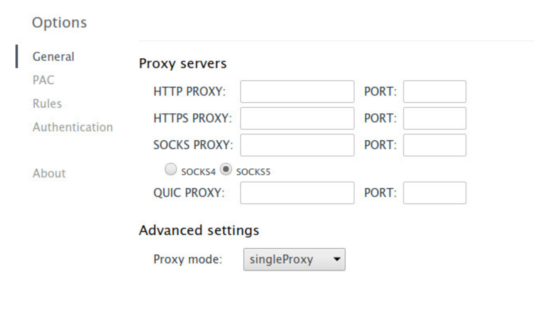 Proxy Helper Options