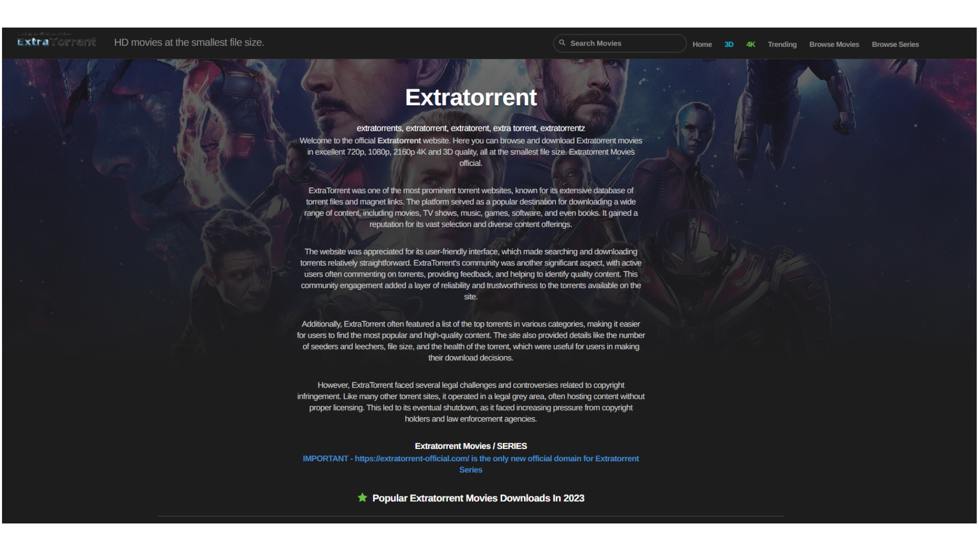 ExtraTorrents main Web
